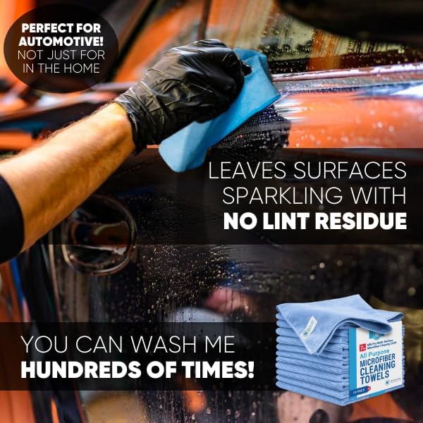 MW Pro Microfiber Cleaning Cloth | Blue | 36 Pack | 16” x 16” | All Purpose Microfiber Towels - Clean Dust Polish Scrub Absorbent
