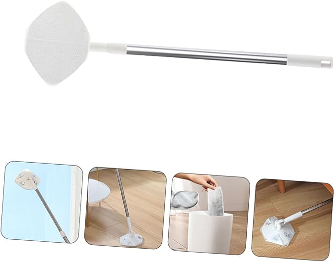Household Dust Mop with Dry Tissue Pack Triangle Electrostatic Cleaning Mop for Wood Floors and Walls Rotatable Handle for Home Dust Removal