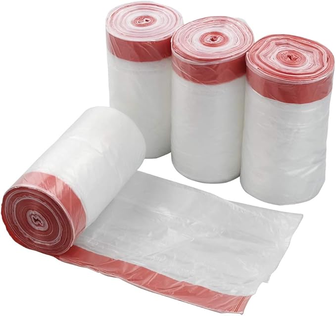 Clear Drawstring Garbage Bags Kitchen Trash Bags 4 Rolls/240 Bags (3 gallon)