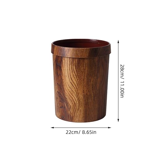 COHEALI Vintage Retro Trash Bucket 22X28Cm Imitated Solid Wood Wastebasket for Living Room Bedroom Home Storage