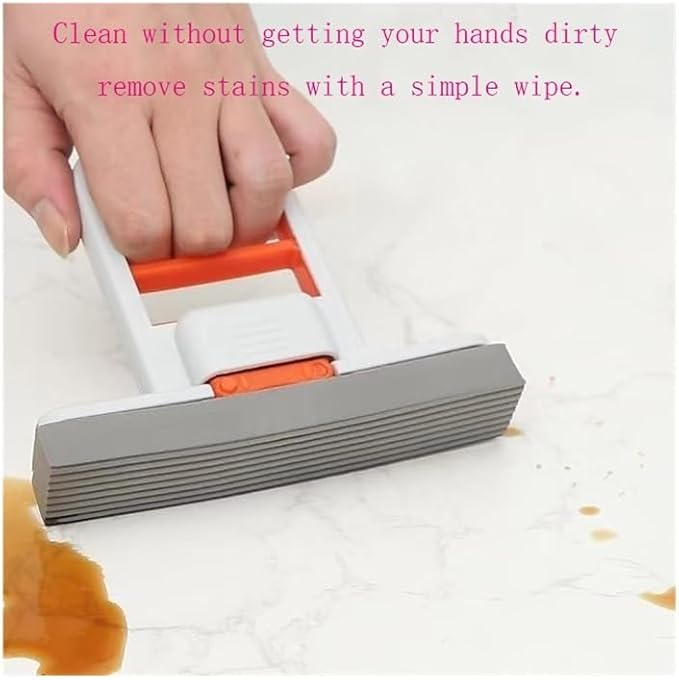 2-Pack mini Foldable Desktop mops mini and Portable with deep Groove one-Handed Squeeze Handle Replaceable mop Heads Wet and Dry use Suitable for bathrooms Kitchens countertops Glass