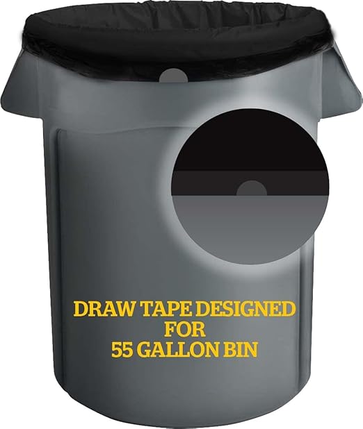 Ultrasac 45-55 Gallon 1.25 MIL Black Garbage Bags With Drawstrings Fits Rubbermaid Brute Trash Cans - 40 x 45 - Pack of 400 - For Commercial Industrial Municipal &amp Healthcare