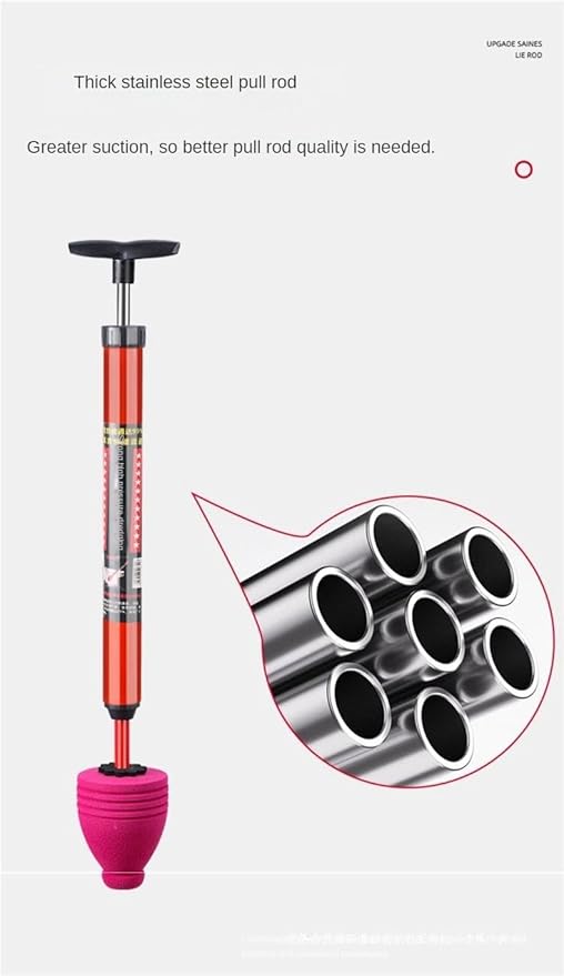 Generic High Pressure Toilet Unblock Shot Toilet PipeStainless Steel Toilet Unclogger Toilet Snake High Pressure Air Drain Clog Remover Plumbing Tool Applicable To Clogged Pipe (1pcs)