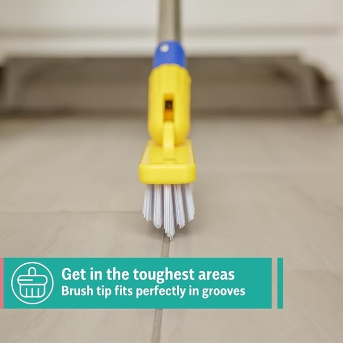 CHOMP! Grout Cleaner Bundle Includes Long Handle Stand Up Brush Refreshes Grout and Removes Stains on Tile Floors and Bathroom Walls &amp Kitchens (4 Pack Set)