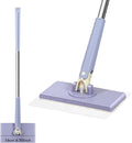 Zero Touch Mini Mop Automatic Cloth Changing Mini Mop Snap Grip MiniMop Convenient Cloth Changing MiniMop with 5 Reusable Cloths Portable Push-Pull Handle for Bathroom Kitchen (Purple)