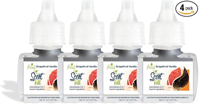 Scent Fill Grapefruit Vanilla Plug in Air Freshener 4 Scented Oil Refills