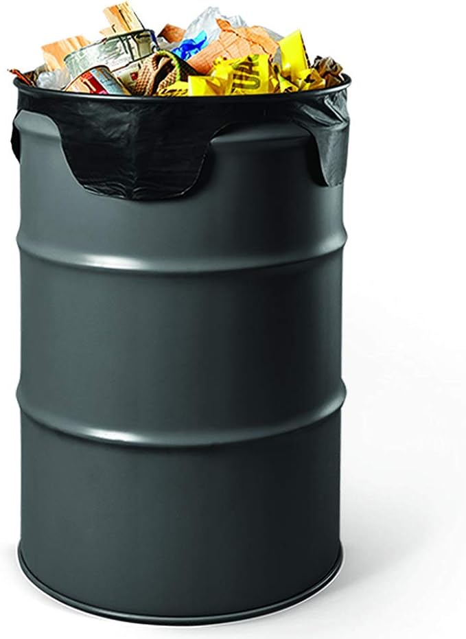 Contractor Trash Bags - 55 Gallon 15 Bags Wing Tie Closure 3 MIL Thick Gusseted Bottom Black - Heavy Duty Industrial Strength Garbage Bags