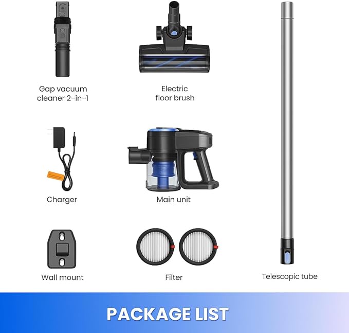 Blue Silver Cordless Vacuum Cleaner Handheld Portable Vac for Pet Hair on Hardwood Floors &amp Carpet Rechargeable Home Vacuum