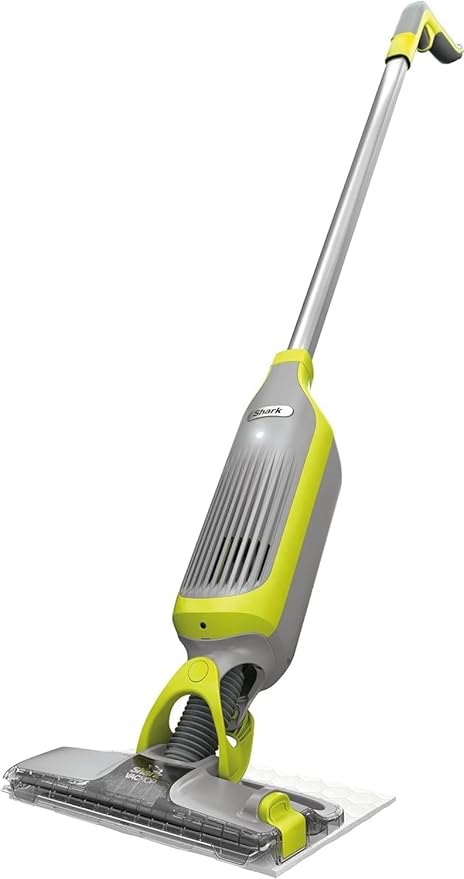 SHARK VM200 VACMOP Cordless Multi Surface Hard Floor Tile Wood Lightweight Floor Cleaner Vacuum Mop with (2) Disposable Pad (1) Cleaning Solution Included Light Gray/Green (Renewed)