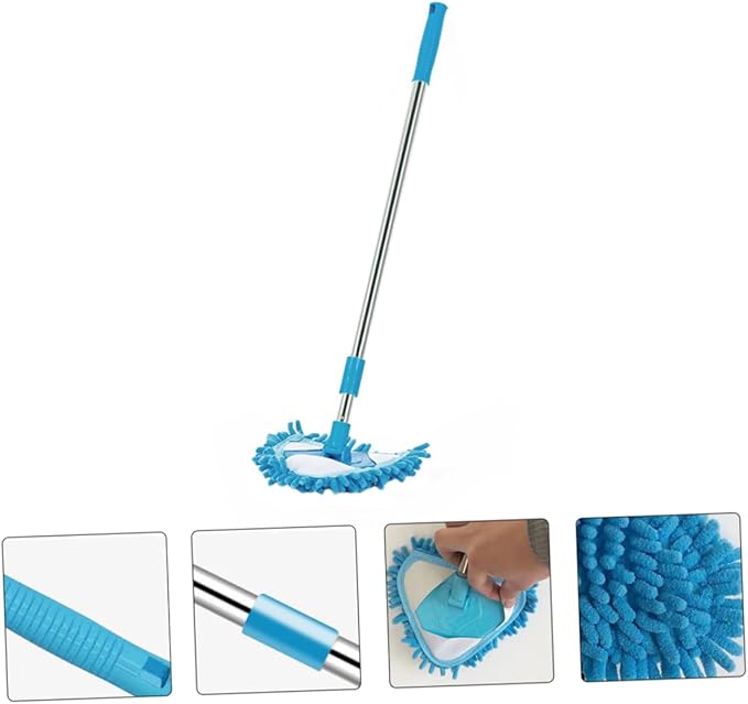 1Pc Telescopic Triangular Mop with Rotating Head Mini Portable Cleaning Tool for Home Floors Ergonomic Design for Deep Corner Cleaning Flexible Super Absorbent Mop Head