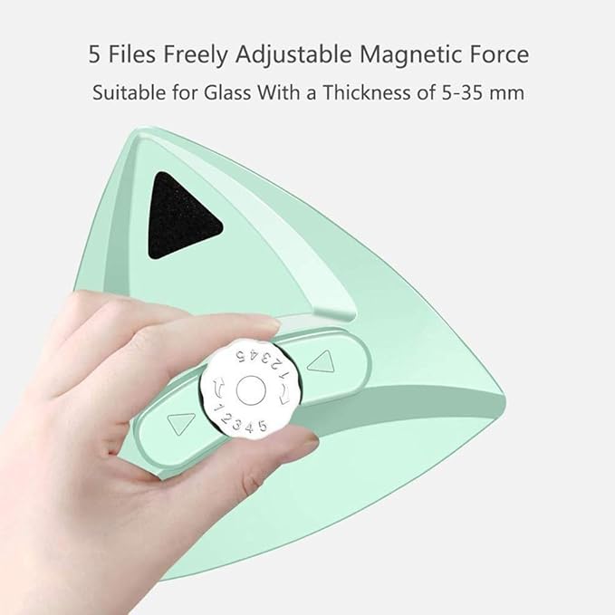 Home Triangle Double Side Magnetic Window Cleaner Light Green Glass WipeHome Double Side Magnetic Window
