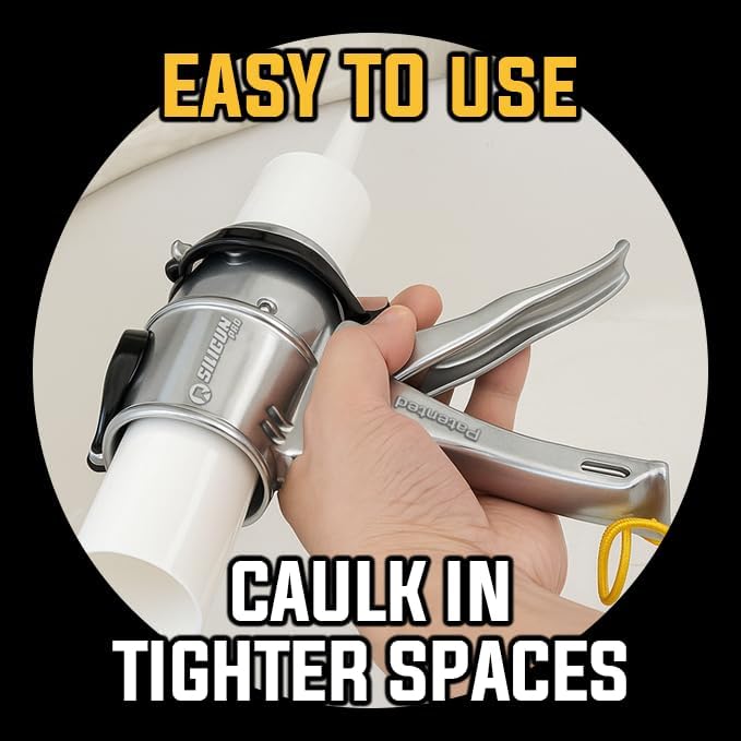 SILIGUN™ PRO Compact 24:1 Caulking Gun - No Drip Caulk Gun - Patent Design - Lightweight Aluminum Frame - Works with all 10 oz Tubes (SILIGUN PRO Complete Kit)