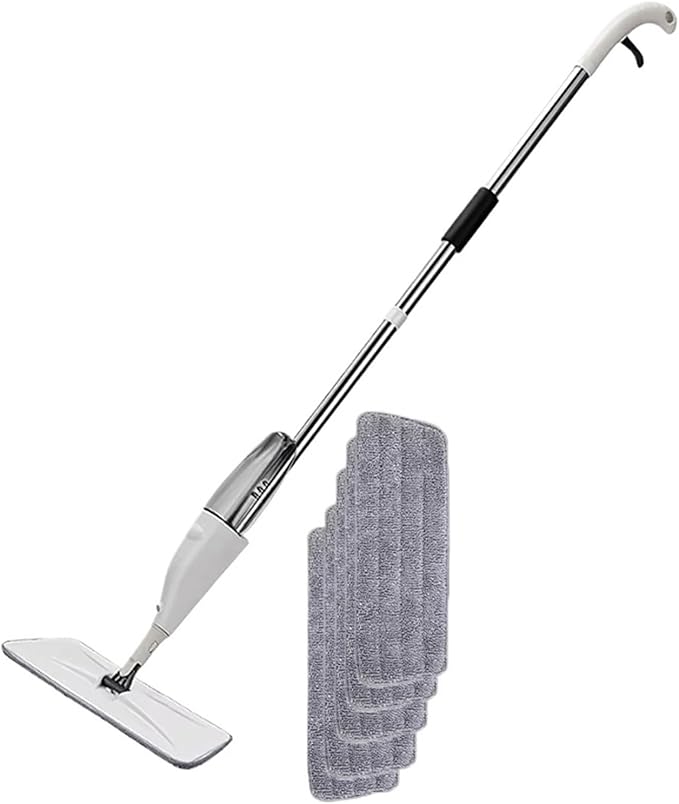 Spray Mop 360° Rotation Reusable Microfiber Pads Cleaner with Refillable Bottle for Home Kitchen Hardwood Floor Cleaning(1mop5cloth)
