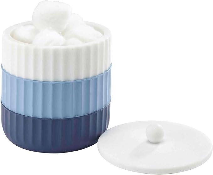 IZOD - Covered Jar Resin Countertop Accessories Dorm Room Essentials Striped Home Decor (Clubhouse Collection Blue)