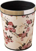 Flower Pattern Trash Can Wastebasket Round Garbage Container Bin for Bathrooms Powder Rooms Kitchens Home Offices (Peony Flower Small)
