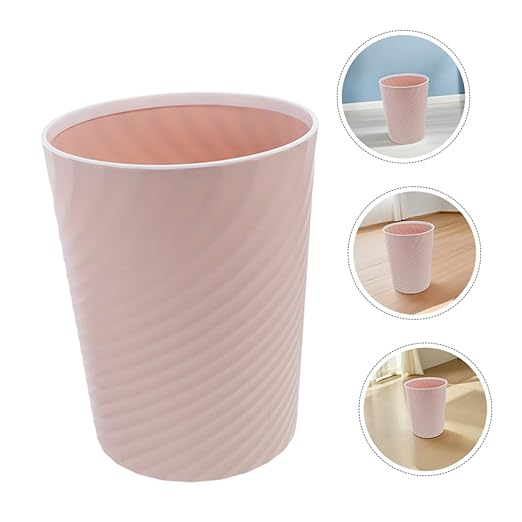 Cabilock 2pcs Small Trash Can Lidless Plastic Wastebasket for Bathroom Bedroom Office and Kitchen Compact Garbage Bin with Ribbed Stability and Stylish Design