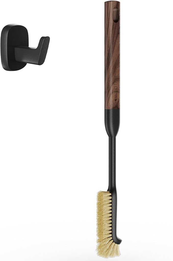 Cleaning Brush Diveotree Hard Bristle Brush for Deep Cleaning Grout Sink Cup Teapot Bottle Blender Multi-Purpose Brush wih Long Handle for Kitchen (Black)
