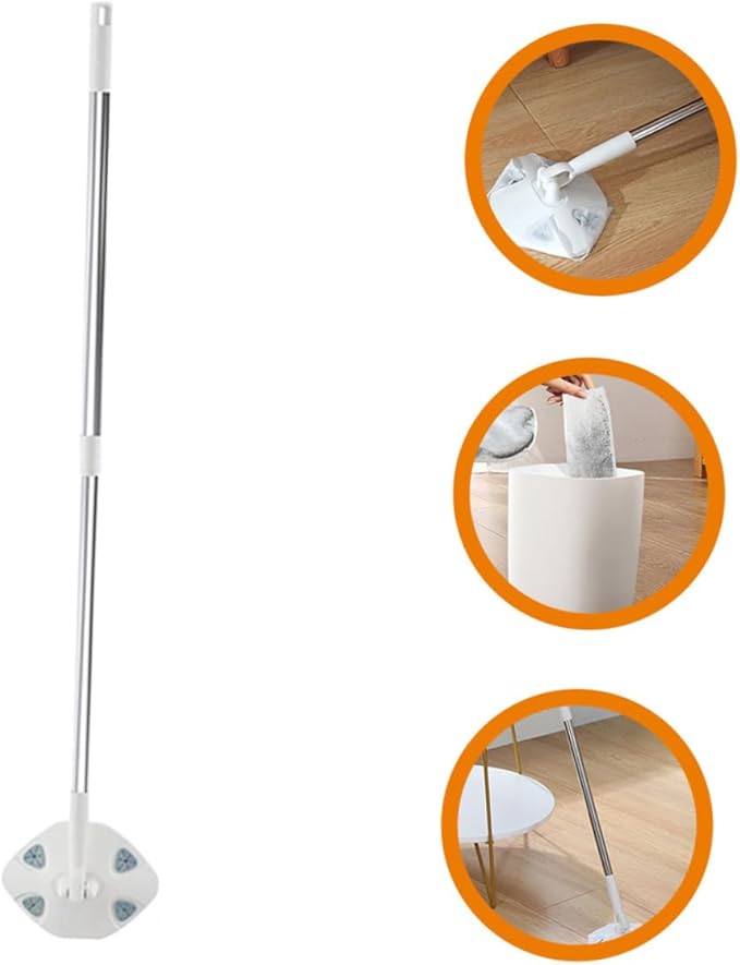 Retractable Handle Dust Mop for Household Cleaning Thick Non-Slip Floor Mop with Microfiber Pad Space-Saving Design for Hardwood Laminate Tile and Concrete Surfaces