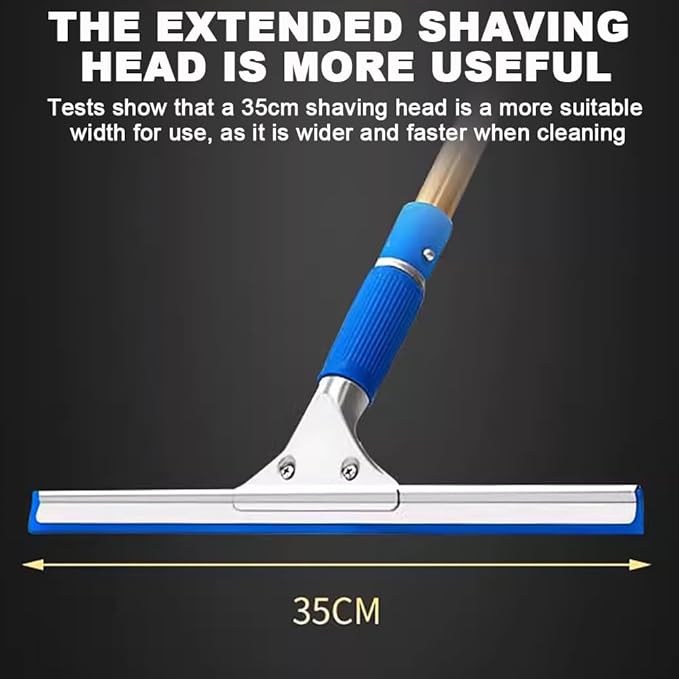 Telescopic Outdoor Window Glass Wiper One Pole Double Head with Rubber Scraper and Sponge Mop Titanium Alloy Long Handle Solar Panel CleaningPole Length 11.5m