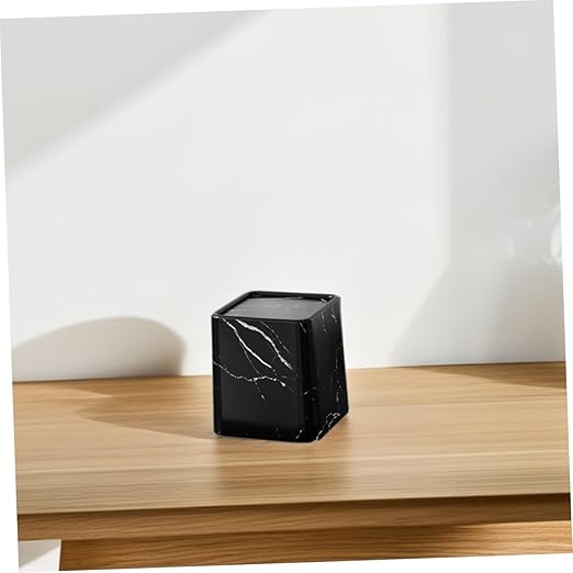 VOSAREA 2Pcs Small Decorative Marble Pattern Trash Can with Swing Lid Compact Lidded Wastebasket for Bathroom Bedroom Kitchen and Office Easy to Clean Material Fits Standard