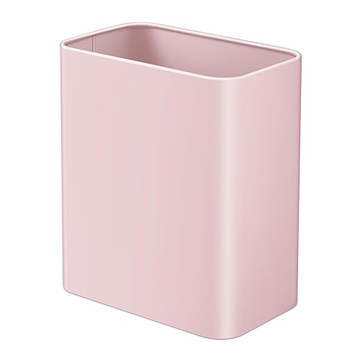 TIPGO Small Metal Trash Can 2.1 Gallon Slim Trash Can for Bathroom Wastebasket Garbage Bin for Bedroom Office Kitchen Under Sink (Pink)