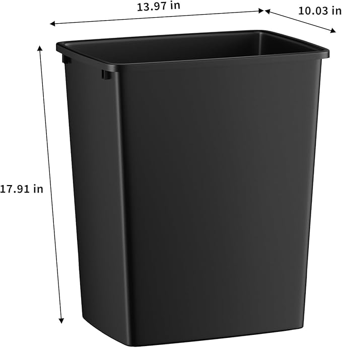 35QT Kitchen Trash Can Sturdy and Lightweight Slim Trash Can Trash Cans for Kitchen Workspace Bathroom Office Easy to Clean 2-Pack Black