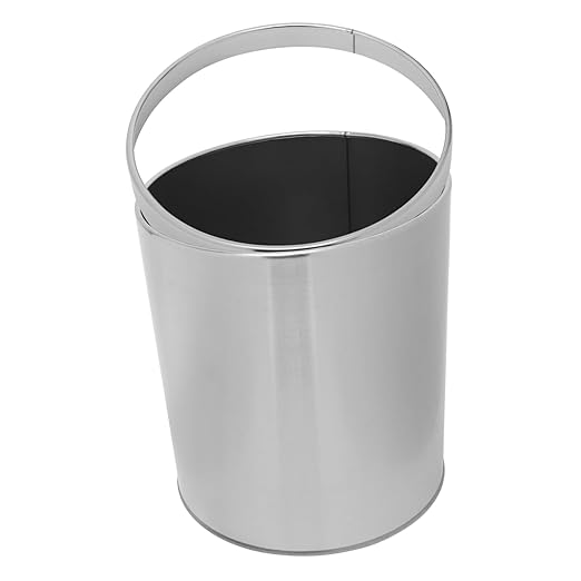 Ciieeo Stainless Steel Round Trash Can for Kitchen Bathroom and Home Organization Compact Wastebasket with Opening for Easy Disposal