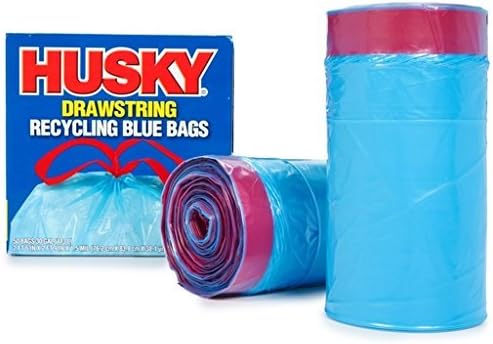Husky HK30DS050BU 30-Gallon Drawstring Recycling Blue Bags 50 Count