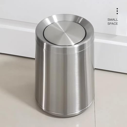 10L / 2.6Gal Small Stainless Steel Sliver Trash CanMetal Bathroom Garbage can with LidModern Home Décor Wastebasket with Flipping Lid Garbage Can for KitchenBathroomLiving Room(Silver)
