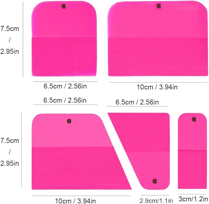 PPF Squeegee Kit 5 in 1 Anti-Scratch Soft TPU Scraper for VinylSmall Tint Squeegee Water Blade Scraper for Paint Protection FilmVinyl Wrap Window Tint Tools (Pink Magnet)