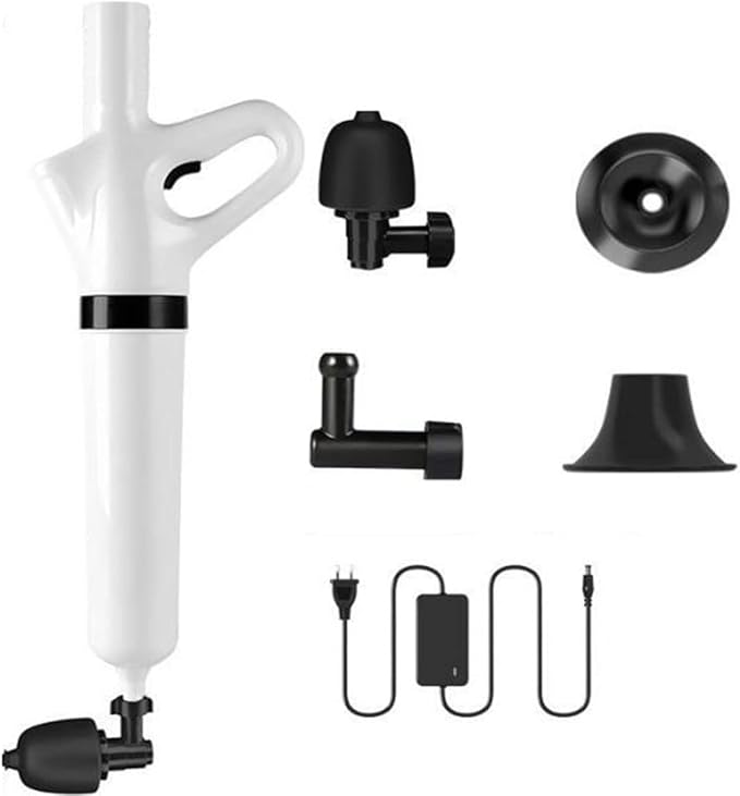 Electric Toilet Plunger ABS High Pressure Toilet Dredge with Barometer Air Plunger Drain Clog Remover Applied to Sink Bathroom Floor Drain Clogged Pipe