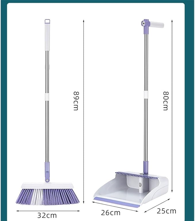Windproof Dustpan Sweeper Set Foldable Easy to Store Standing Household with Hanging Teeth Rotatable