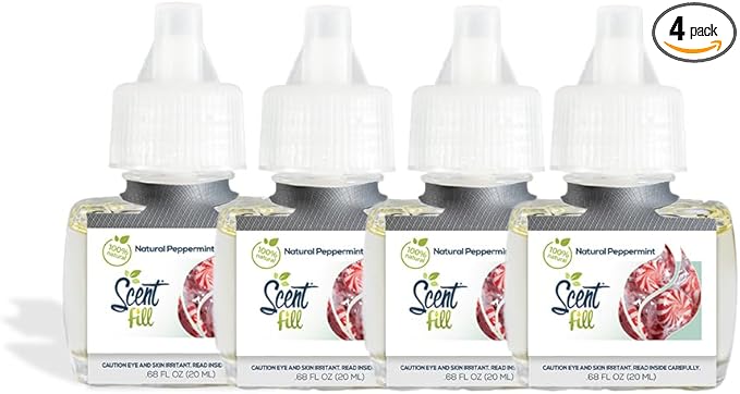 Scent Fill 100% Natural Peppermint Plug in Air Freshener 4 Scented Oil Refills