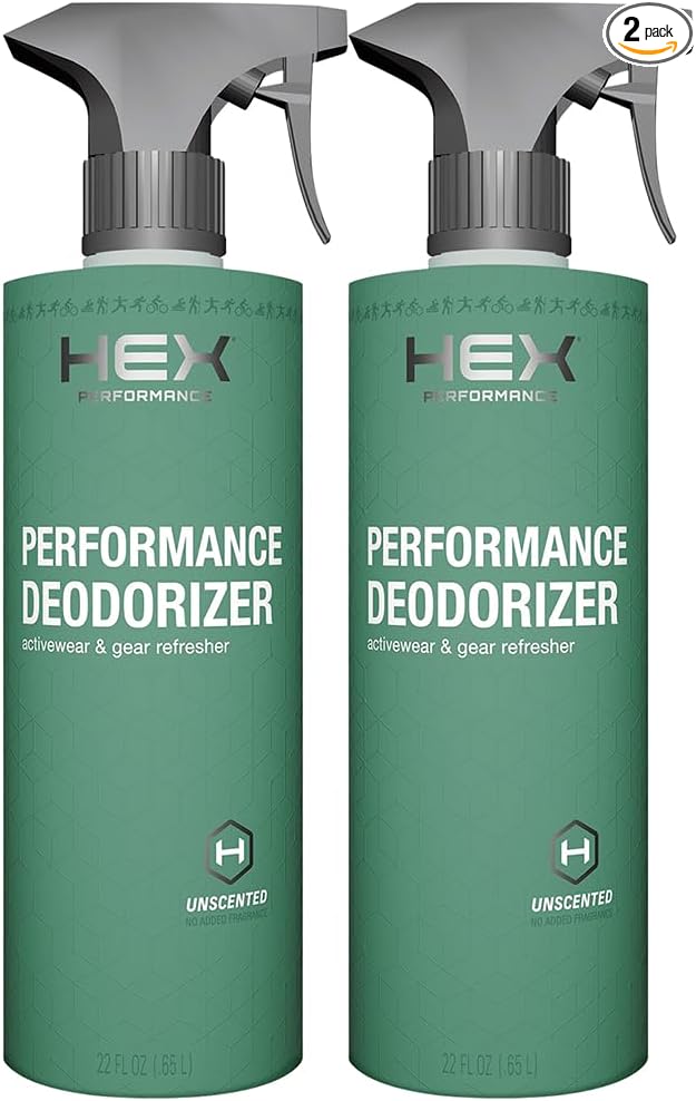 HEX Performance Deodorizing Spray Unscented 44oz (Pack of 2) - Awesome for Shoes Gear Activewear &amp Fabrics Yoga Mats &amp Gym Equipment Carpet Pets Odor Eliminator &amp Fabric Refresher