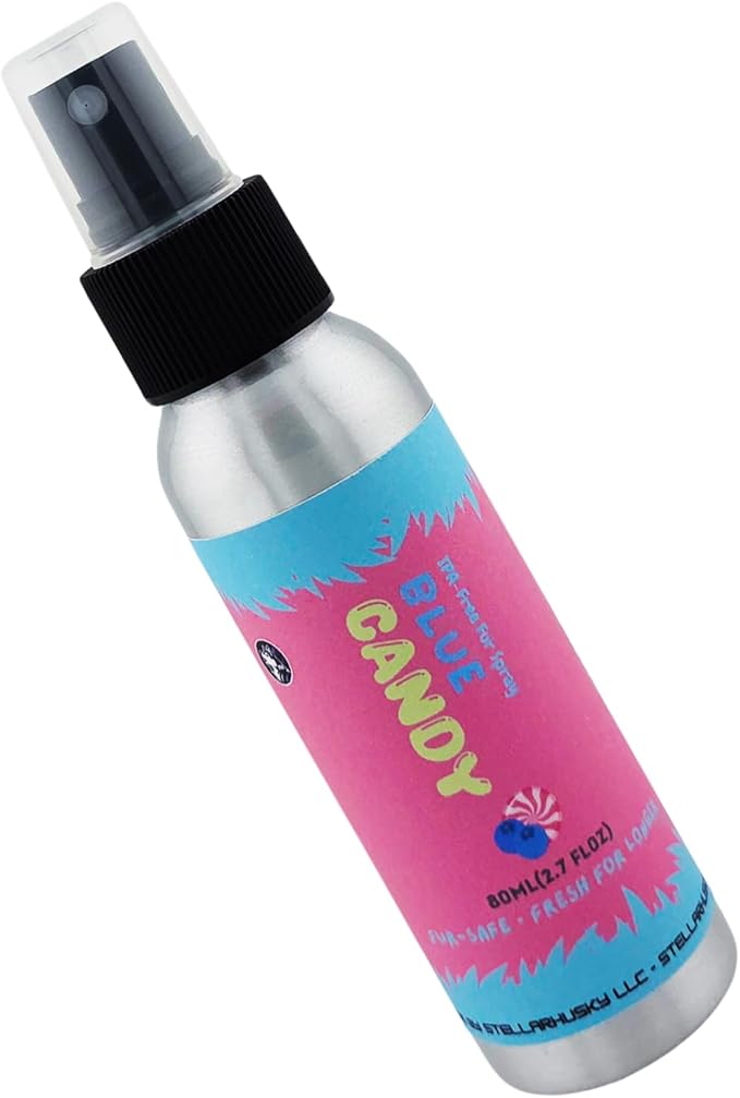 Fursuit Spray - Fur &amp Costume Spray - Blue Candy - IPA-Free Fabric Freshener for Fursuits &amp Cosplay | Long-Lasting Scent | 80 mL Aluminum Bottle