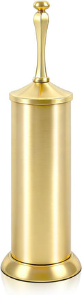 Brushed Gold Toilet Brush and HolderExtra Long Handled Toilet Brush for BathroomStainless Steel Heavy Duty Toilet Bowl BrushDeep Cleaning Modern Toilet Cleaner Brush -Space Saving Covered Brush