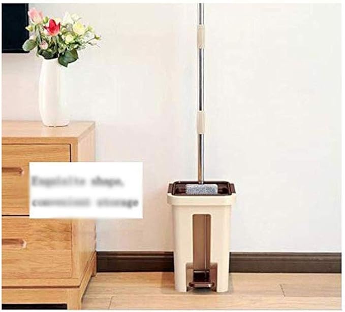 Rotating MopMicrofiber Rotary  Bucket Floor Cleaning System Square Headband with 4 Replacement