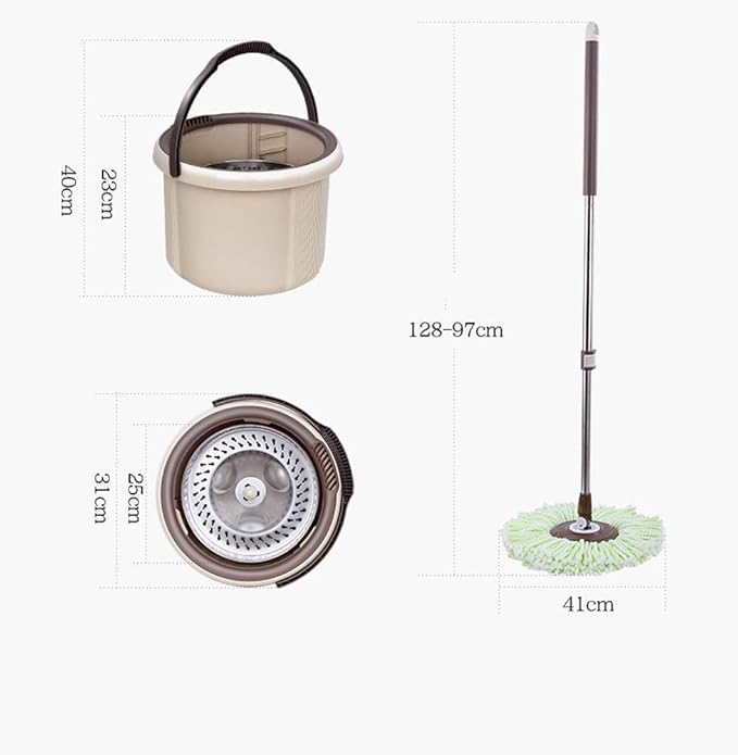 MopBucket Floor Cleaning System with Extended Adjustable Handle and Microfiber Mop Pads