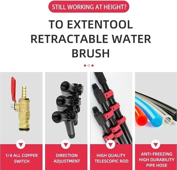 Outdoor Window Cleaning Pole Solar Panel Cleaning Telescopic Brush Window Cleaning Pole Photovoltaic Water Fed Pole Kit Extendable Cleaner Conservatory Roof 270° Adjustment (Size : 10.8 M/