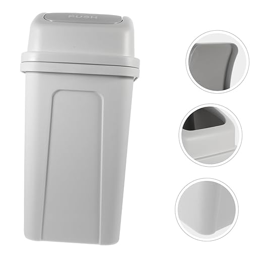 Large Capacity Trash Can with Lid Thick Plastic Kitchen Wastebasket for Home Living Room and Bathroom Easy Press Open Design for Compact Spaces