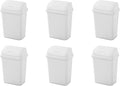 Sterilite 7.8 Gallon SwingTop Wastebasket with Lid Medium Sized Plastic Trash Can for the Kitchen with Swinging Lid White 6-Pack