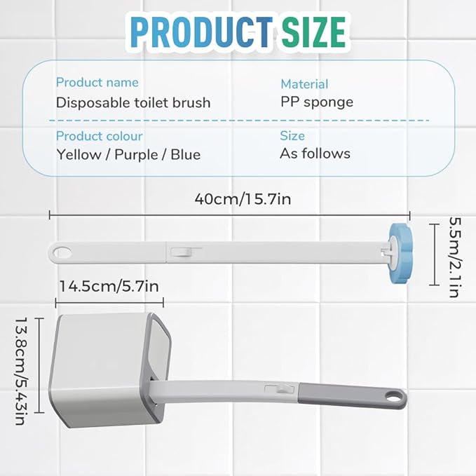 Disposable Toilet Cleaning System: Toilet Brush &amp Holder Kit with 18PCS Pre-Soaked Cleaner Wall-Mount Scrubbing Toilet Brush Bathroom Cleaning Kit (White)
