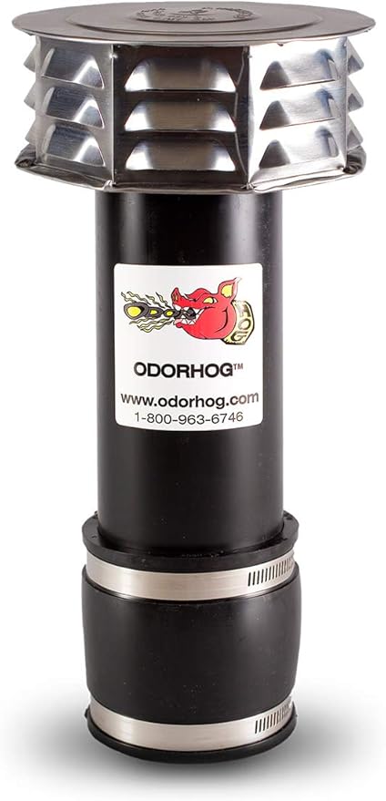 OdorHog Metal Cap Clamp On Vent Stack Pipe Filter 3 Black ABS Removes Outdoor Septic and Sewer Odor Problems