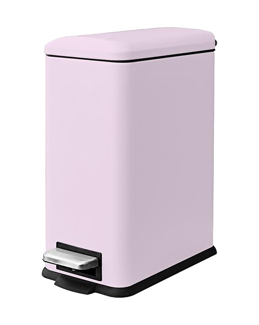 1.3 Gallon Trash Can with Removable Inner Bucket Pink Trash Can with Soft Close lid Stainless Steel Step Pedal Garbage Can for Bathroom Living Room
