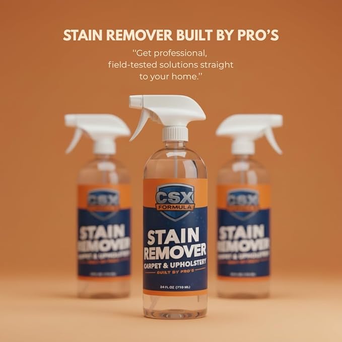 CSX Powerful Stain Remover 24oz – Heavy Duty Carpet &amp Upholstery Cleaner Professional Strength Deep Clean Formula – Removes grease wine coffee ink food and more – Made in the USA