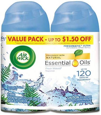 Air Wick 82093PK Freshmatic Ultra Automatic Spray Refill Fresh Waters Aerosol 5.89 oz 2/Pack
