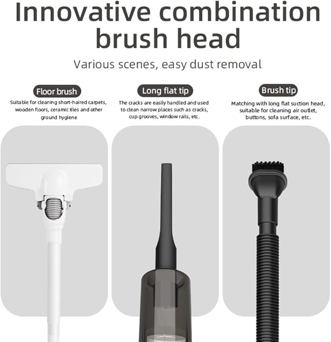 Aoun Lightweight Quiet Cordless Vacuum Cleaner Powerful Suction Stick Rechargeable Cleaners with HEPA Filter Upright Cleaner for Pet Hair Hardwood Floors Carpet (White)