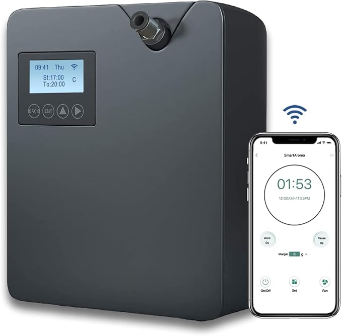 Smart Scent Air Machine with Professional Cold-Air Diffusion Technology for Home Waterless Essential Oil Diffuser 300ml HVAC Oils Large Room Business Office Spa Room (Black)