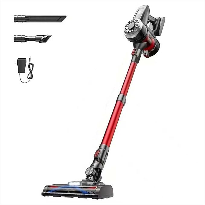 Hearten Cordless Stick Vacuum Cleaner 350W/30Kpa 40 Mins Runtime Lightweight Anti-Tangle Vacuum Cleaner for Home Pet Hair Carpet Hardwood Floor (RED)