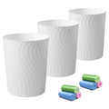 YGJT Small Trash Can 3 Pack 1.8 Gallons Bathroom Trash Can Slim Waste Basket Round Garbage Can Plastic Trash Bin for Kitchen Dorm Bedroom Office Living Room Study Compact Spaces(White)